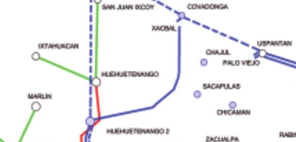 Fuente:Administrador del Mercado Mayorista (AMM). Informe Estadístico 2012 *Las lineas discontinuas pintadas en azul, representan las Lineas de Transmisión de 230 KW que deben ser construidas. 