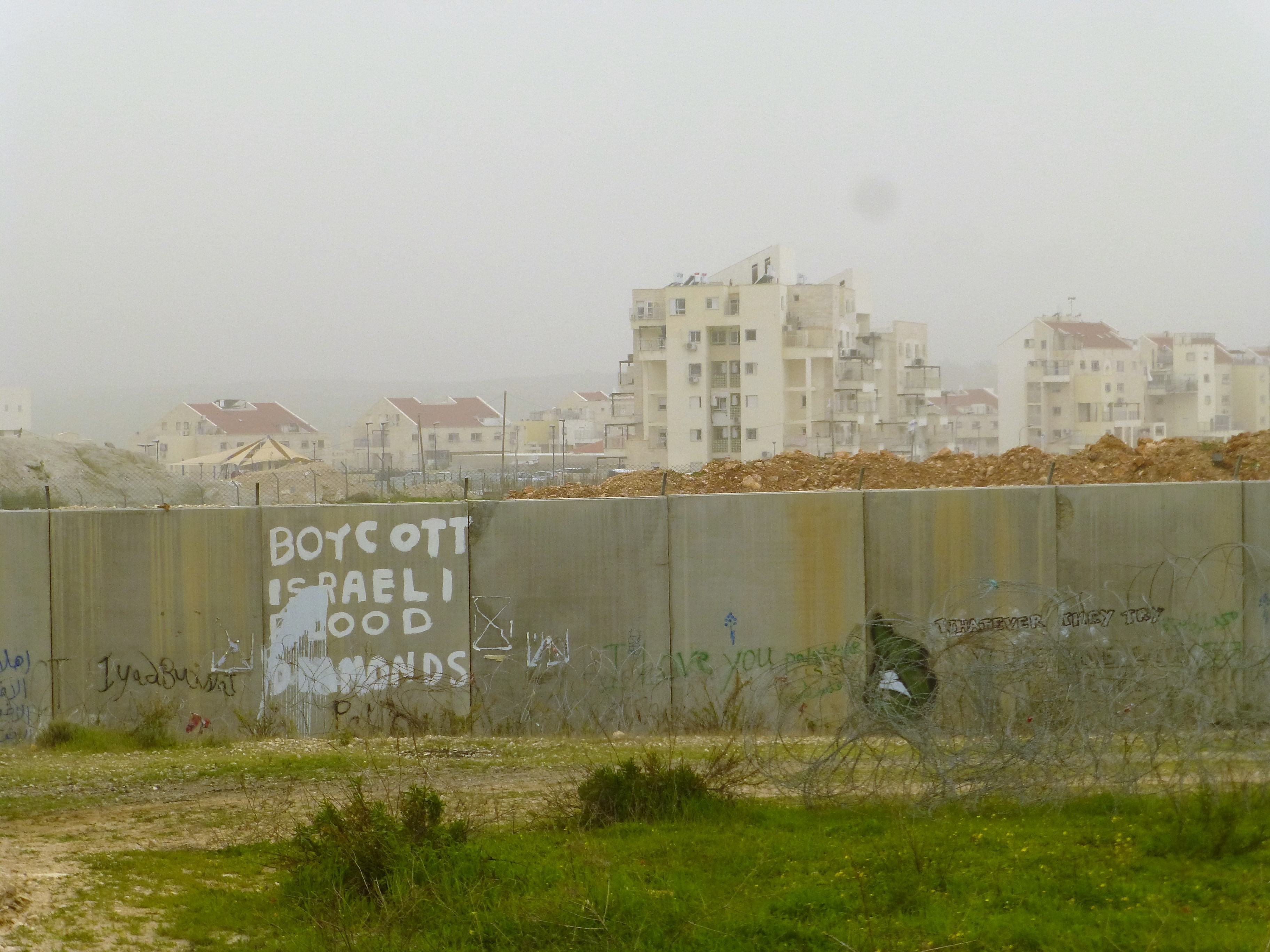 El muro de apartheid que separa Bil'in y el asentamiento Modi'in Illit. En 2007, Bil'in recuperó 30 por ciento de su tierra.